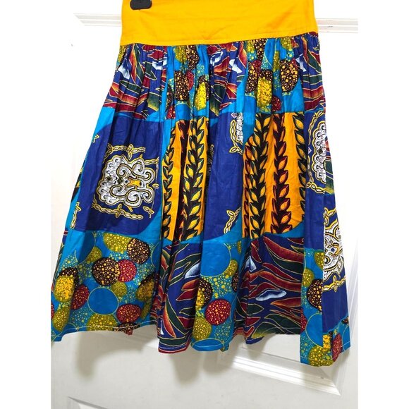 Kids Patchwork Skirt Bohemian Multicolor African Print Design Size M - Picture 4 of 5